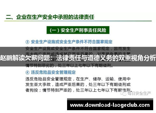 赵鹏解读欠薪问题：法律责任与道德义务的双重视角分析