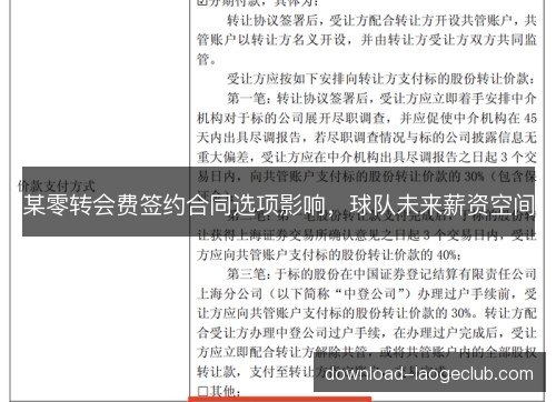 某零转会费签约合同选项影响，球队未来薪资空间